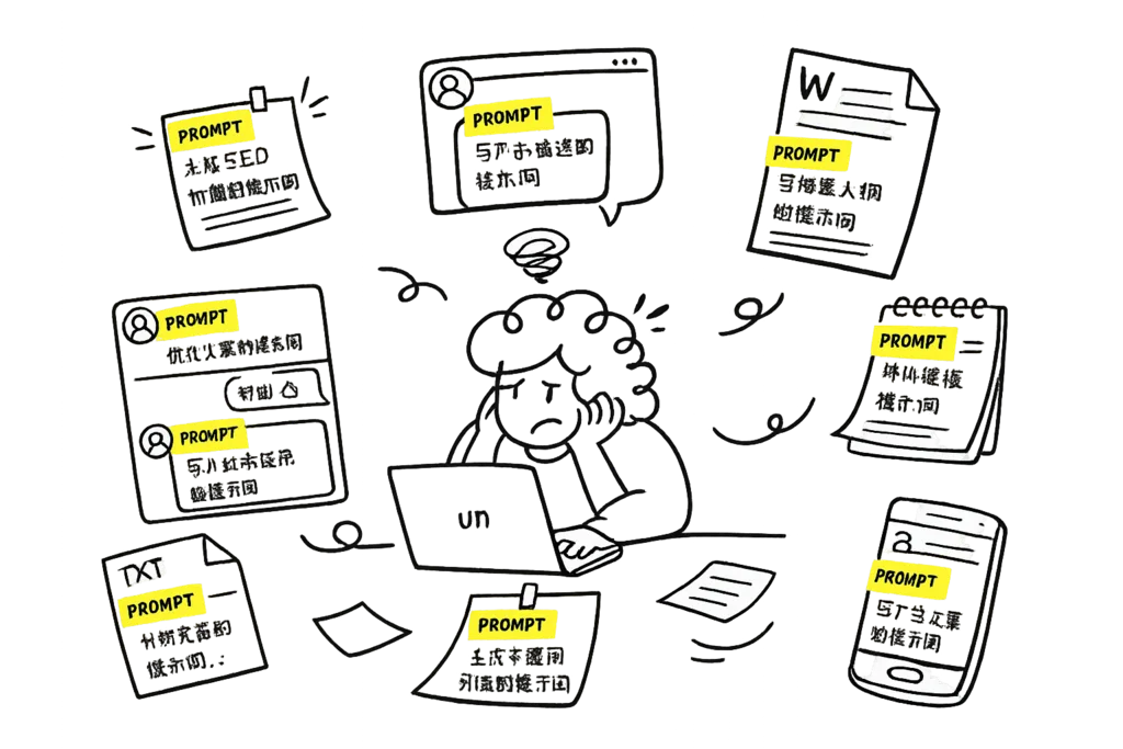 Hand-drawn AI workflow illustration